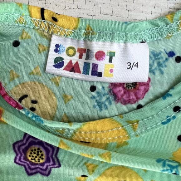 Dot Dot Smile Twirly Tank Dress 3-4 Aqua Sun Flower Print Sleeveless - Picture 3 of 5